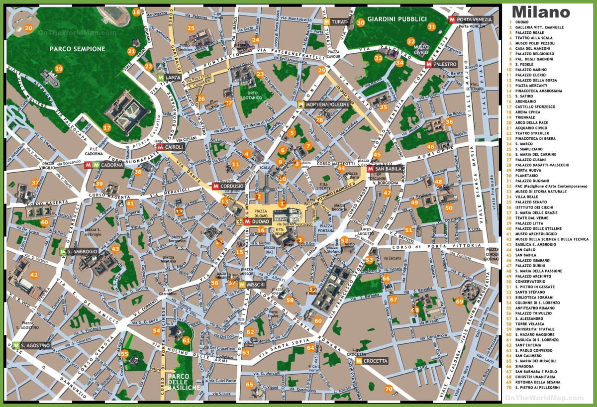 məhəllələri Milan xəritə
