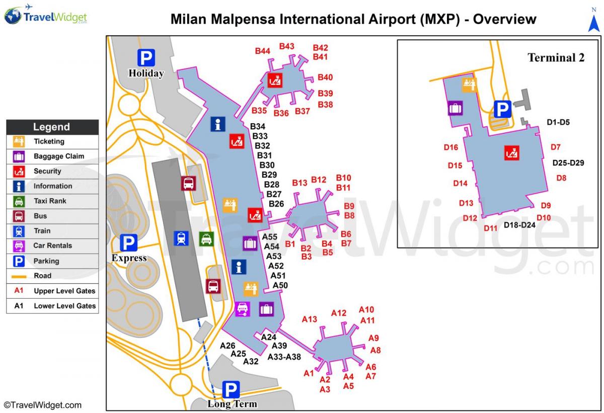 kart Milan hava və dəmir yolu stansiyaları