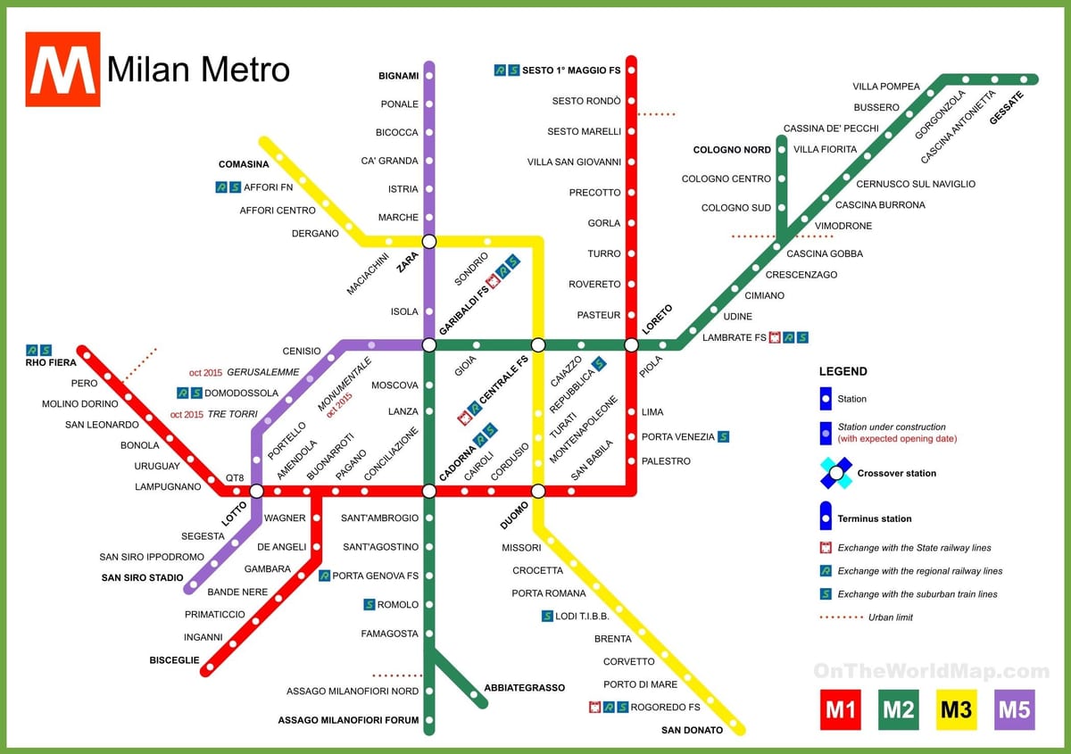 metro Milano xəritə 