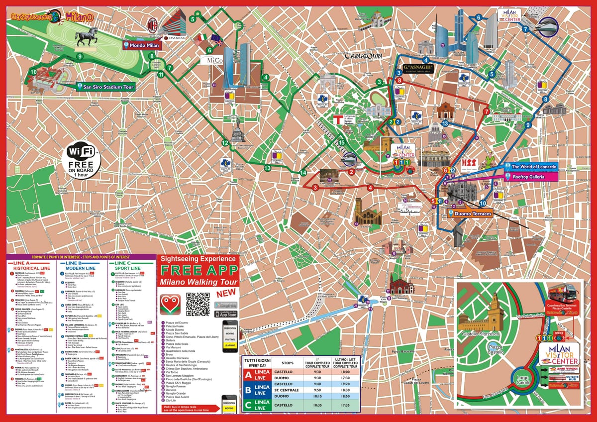 Milan-hop-hop-off marşrut xəritəsi