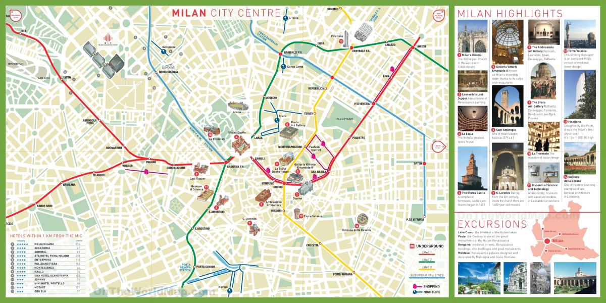 turistik Milan xəritədə