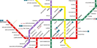 Milan, İtaliya dəmir yolu vağzalı xəritə